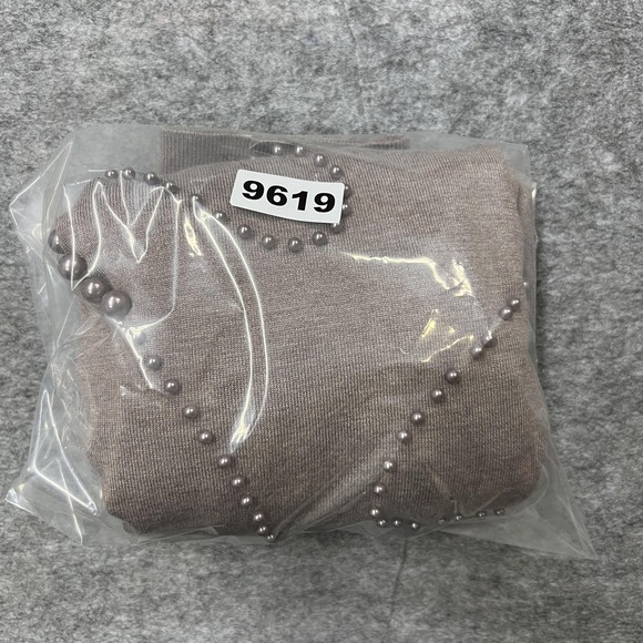 Chicos Sweater Womens Large Taupe Beaded Embellished Boat Neck Balloon Sleeve - Picture 14 of 14